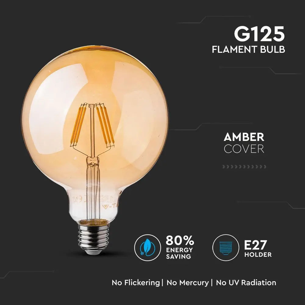 LED Bulb 6W Filament E27 G125 Amber Warm White