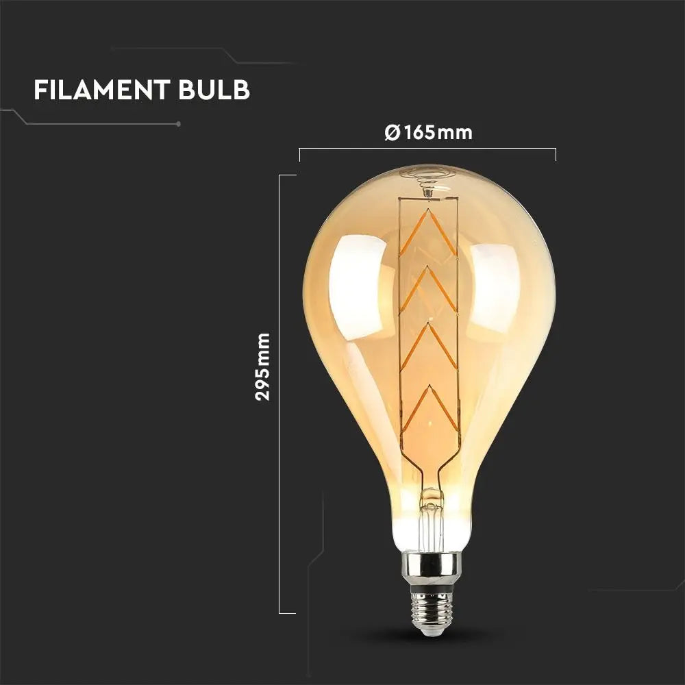LED Bulb 8W E27 G165 Amber Glass Dimmable 2200K