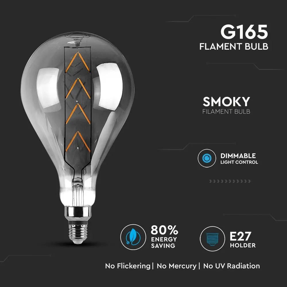 LED Bulb 8W E27 G165 Grey Smoky Dimmable 2200K