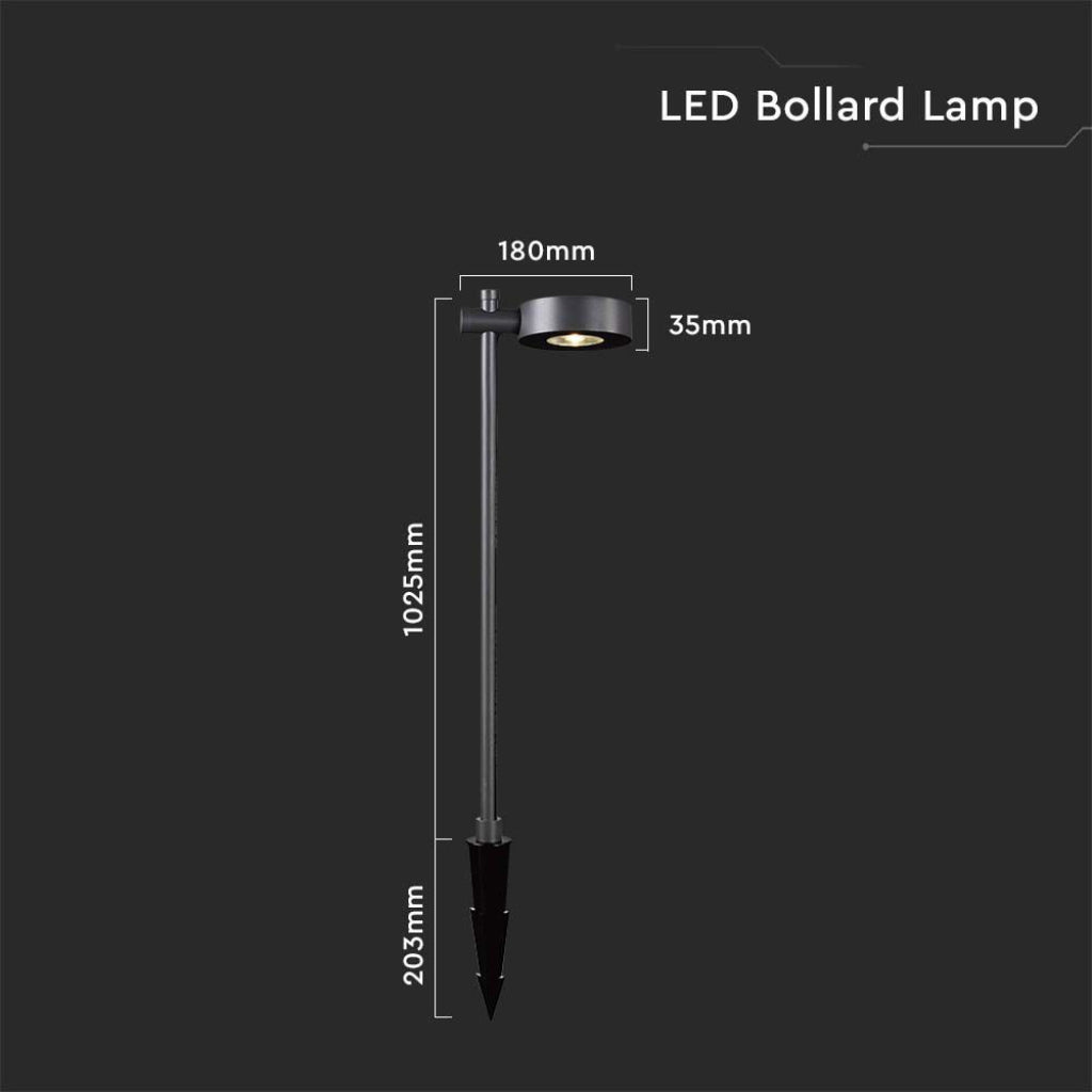 LED FLOOR BOLLARD LIGHT 6W DL 620lm 24° 120X180X1025 BLACK IP65