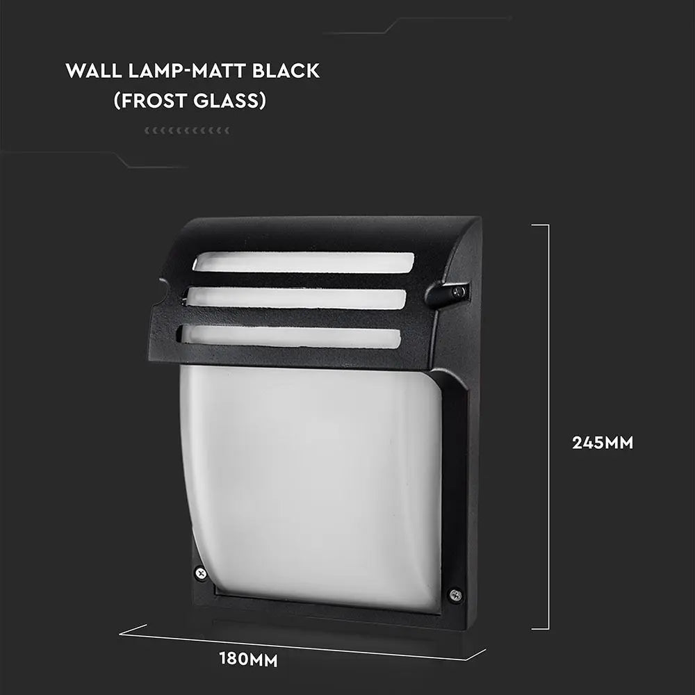 Garden Wall Lamp E27 Frost Glass Matt Black