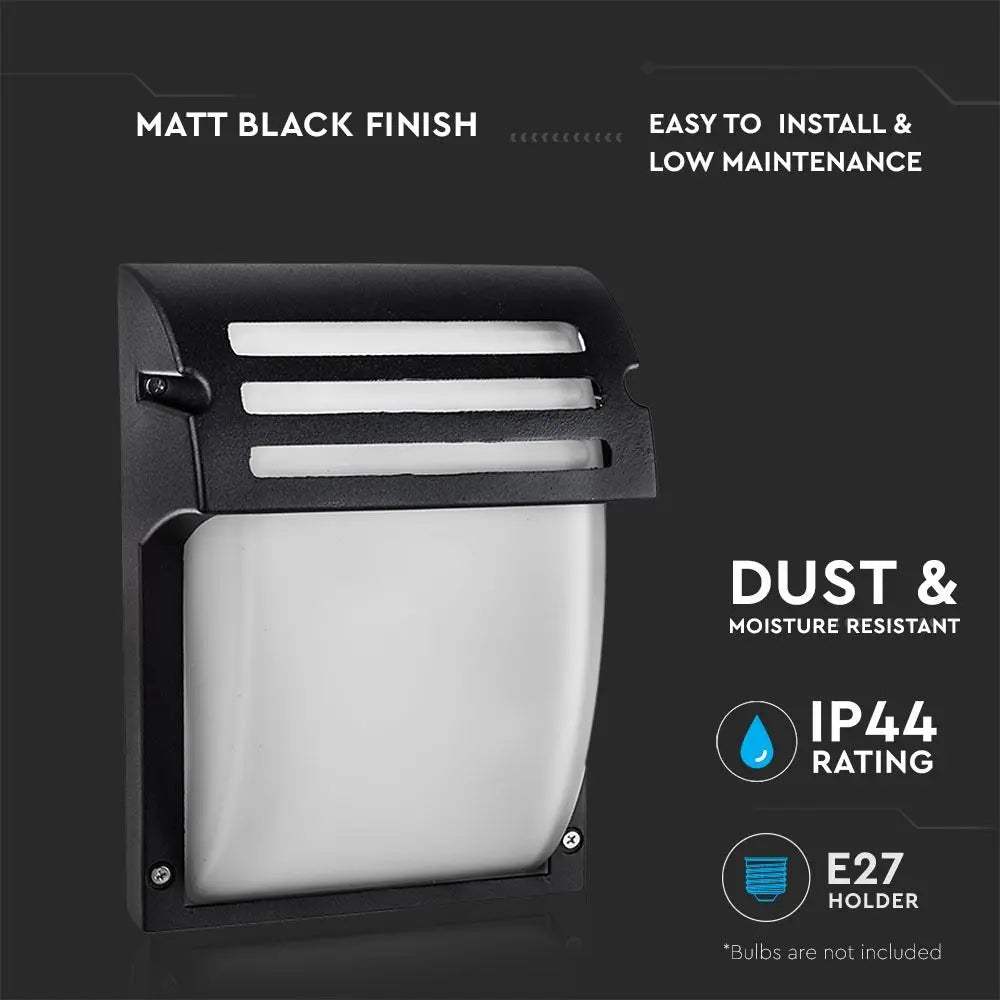 Garden Wall Lamp E27 Frost Glass Matt Black