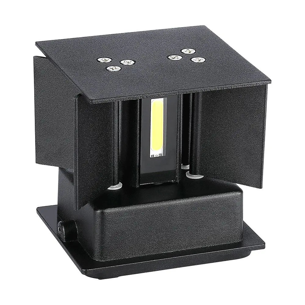 6W Wall Lamp Black Body Square IP65 Natural White