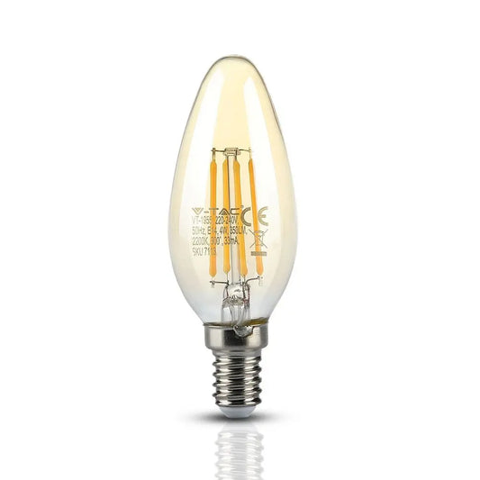 LED Bulb 4W Filament E14 Candle Amber Cover Warm White