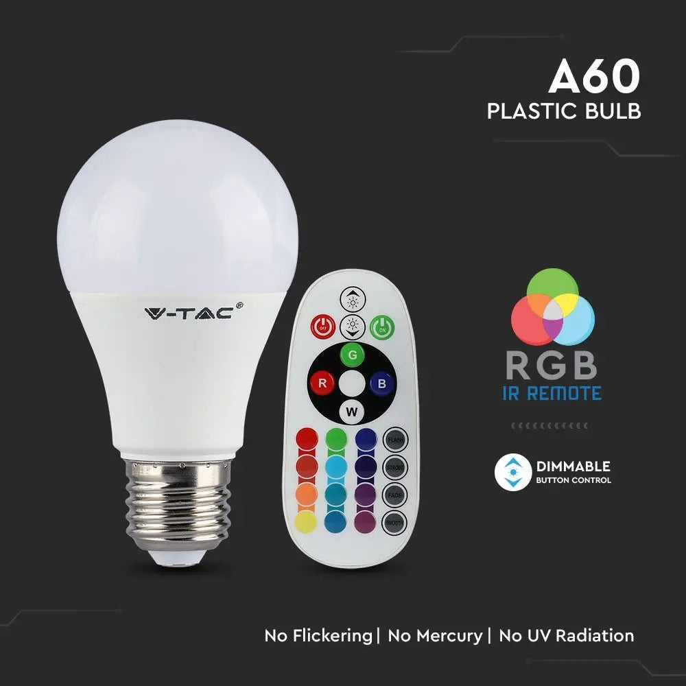 LED Bulb 6W E27 A60 RGB Remote Control Natural White