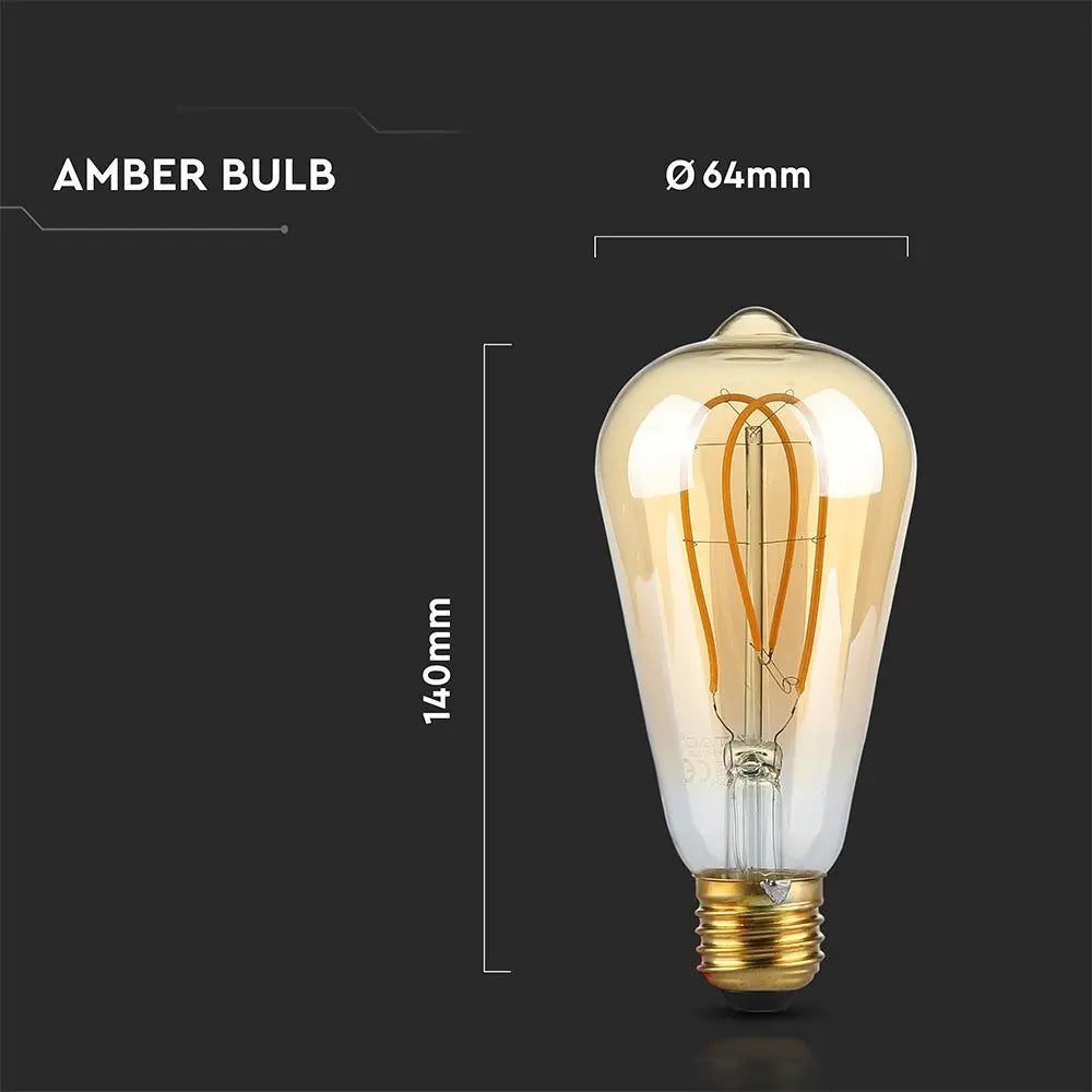 LED Bulb 5W E27 Long Filament Gold Glass ST64 Warm White
