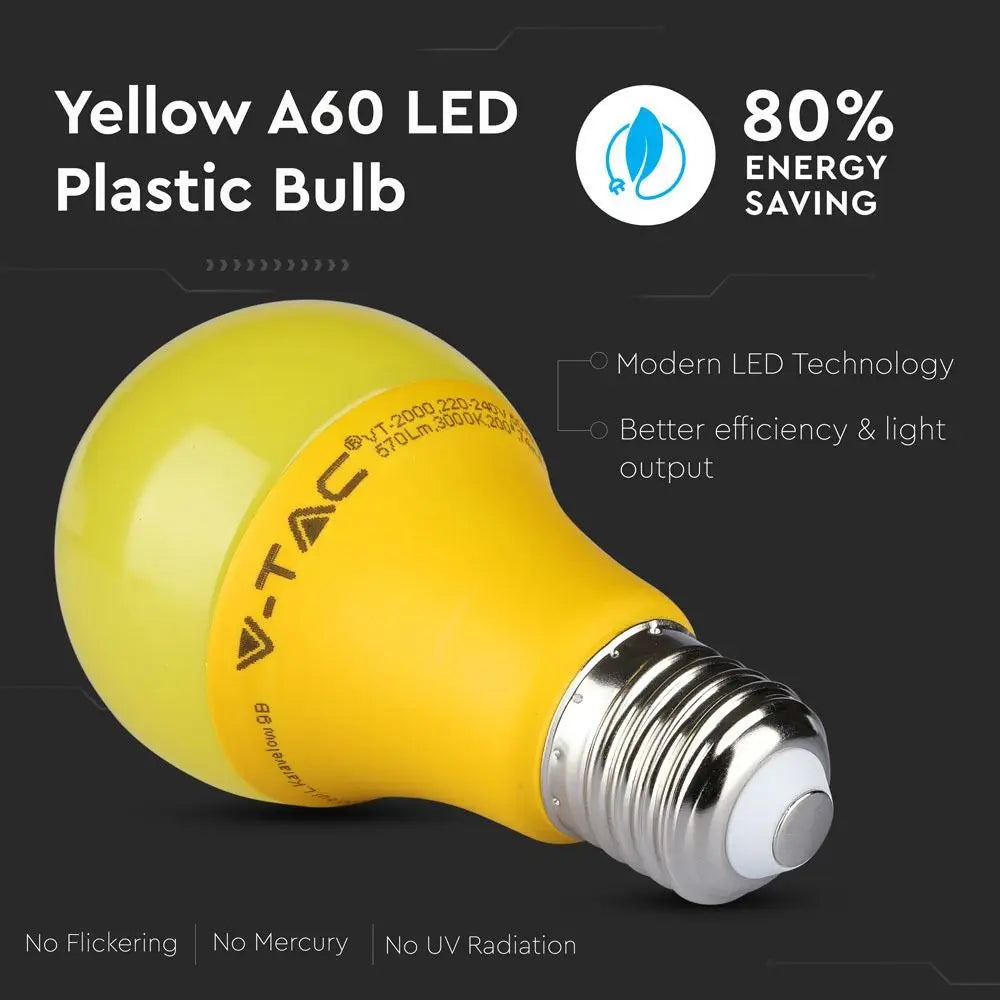 LED Bulb 9W E27 Yellow Color Plastic