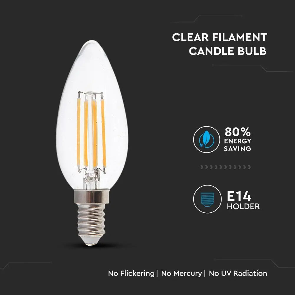 LED Bulb 4W Filament Patent E14 Candle Warm White