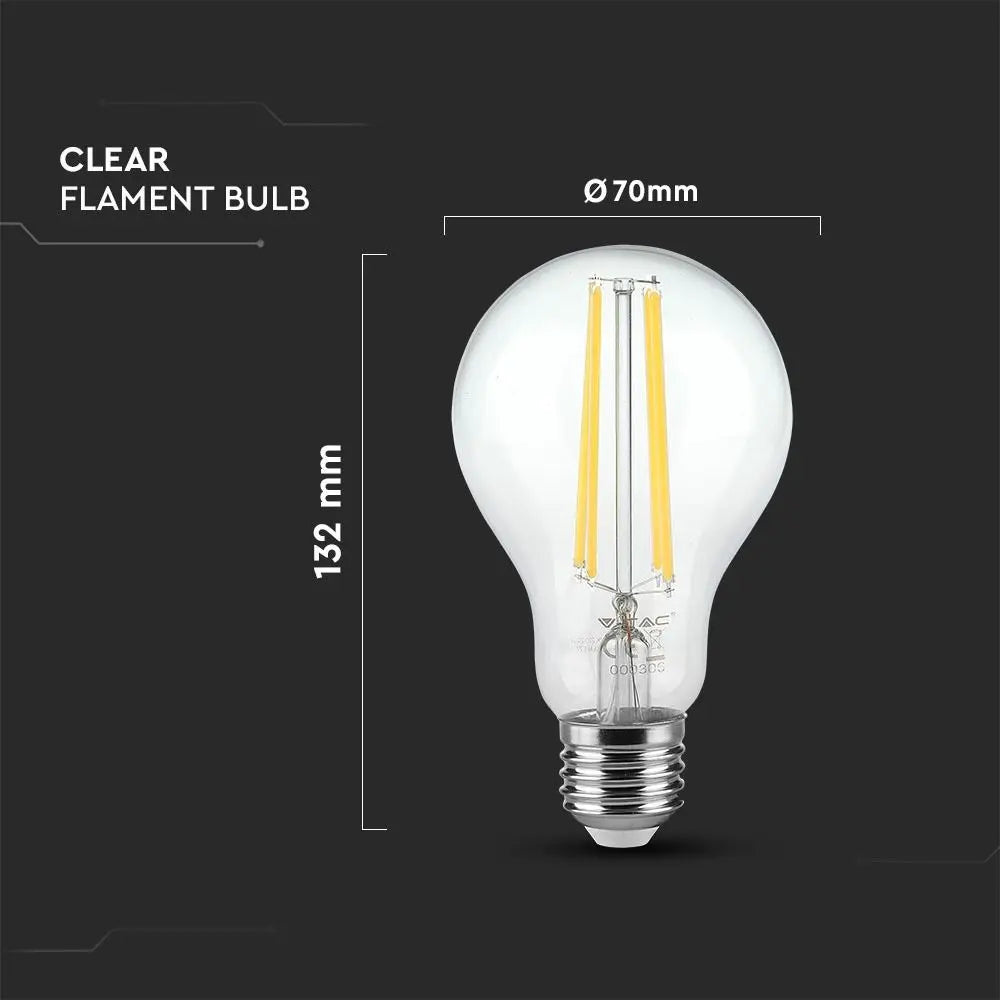 LED Bulb 12.5W Filament E27 A70 Clear Cover 3000K