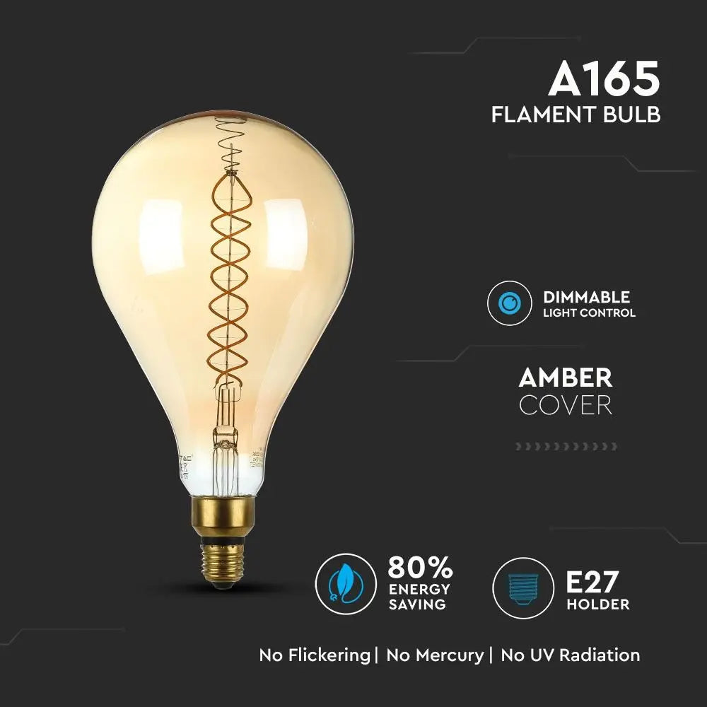 LED Bulb 8W Filament E27 A165 Dimmable 2000K