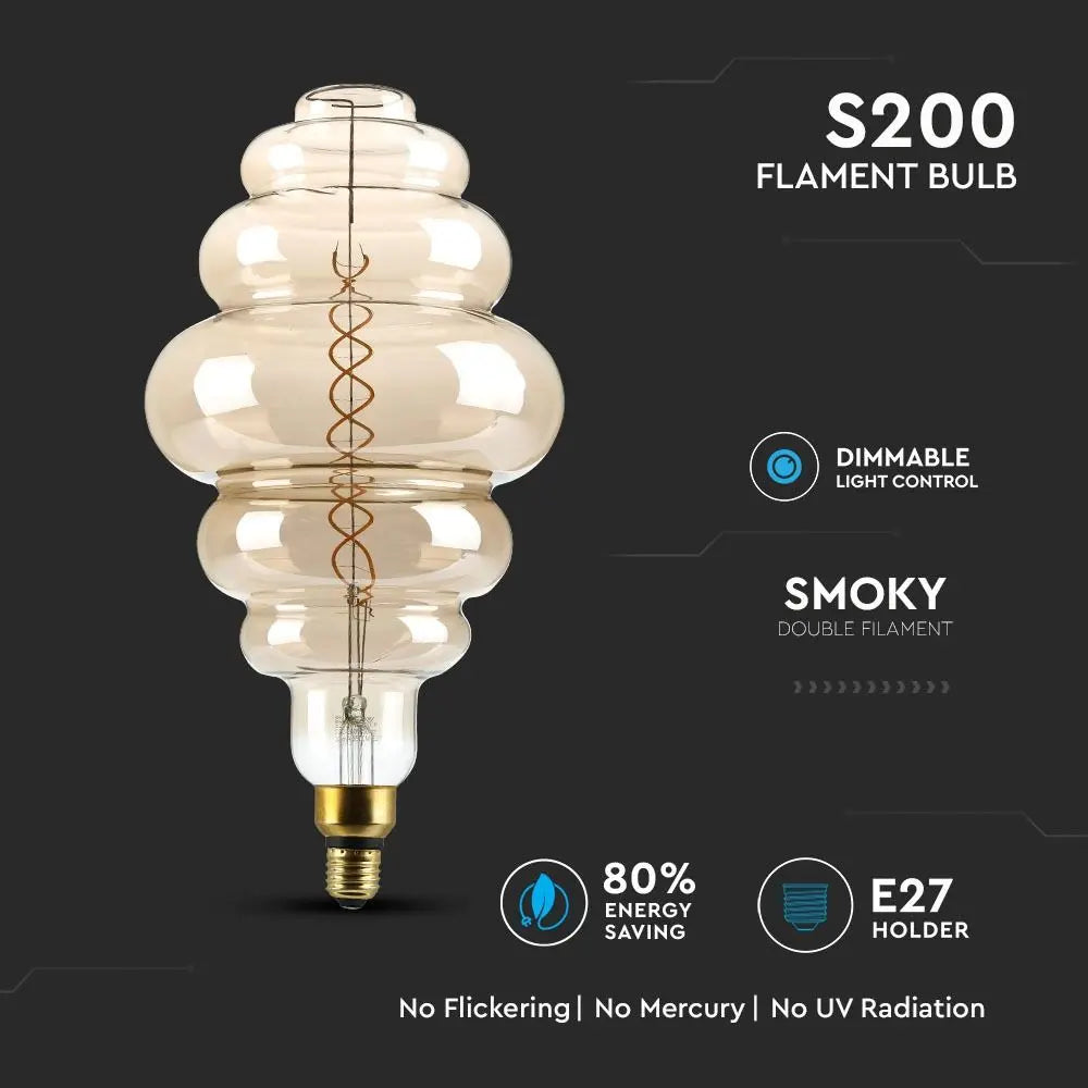 LED Bulb 8W Double Filament E27 S200 Smoky Dimmable 2000K