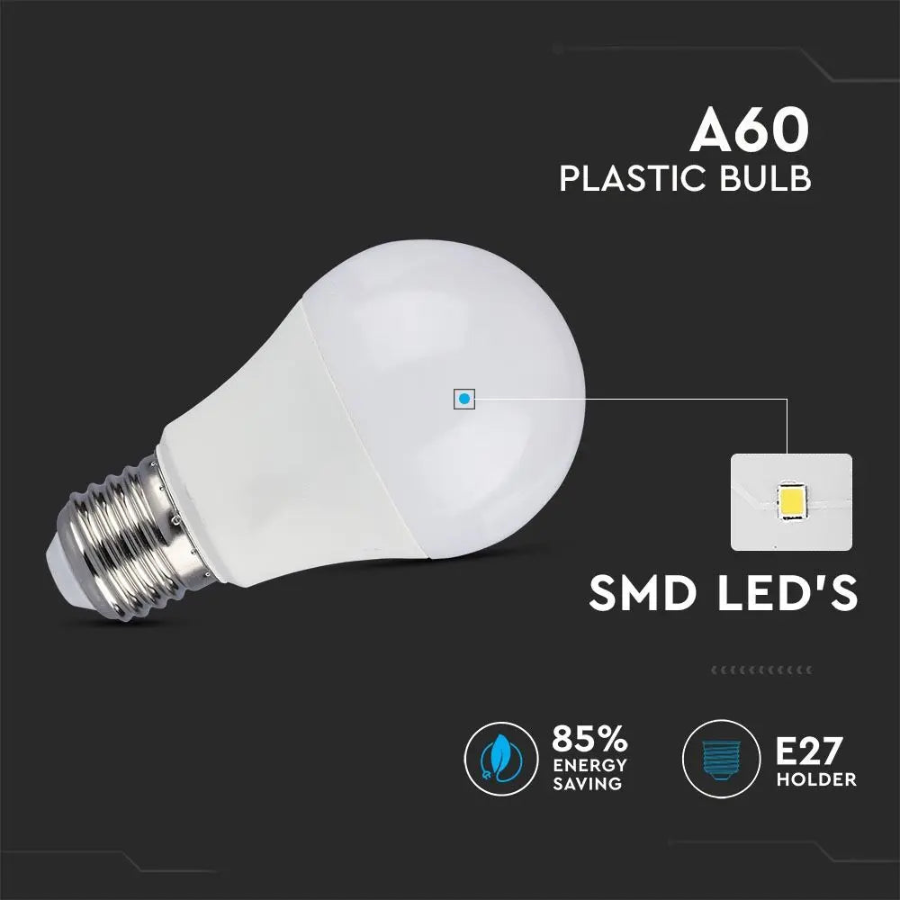 LED Bulb 10W E27 A60 CRI >95 Plastic 2700K
