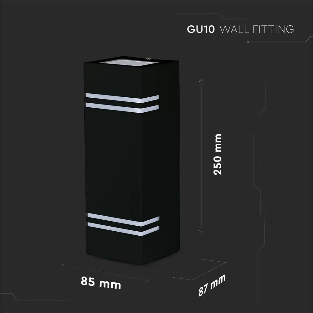 Wall Sleek Wall Fitting GU10 Square Black 2 Way IP44