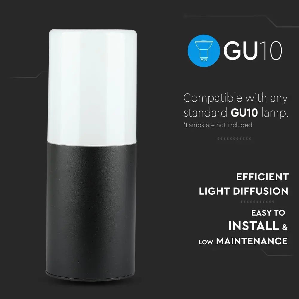 GU10 Garden Wall Lamp Aluminium Body Round Black