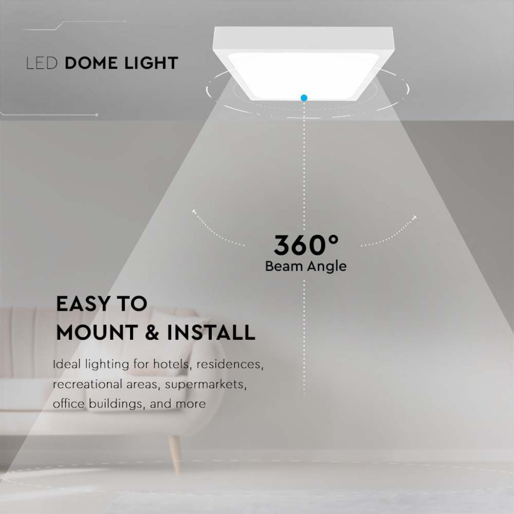 LED DOME LIGHT SQUARE WHITE FRAME 30W DL 3000lm 360° IP44