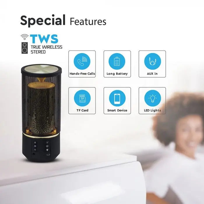 Portable Wireless Speaker Flame Effect 1200mAh Battery