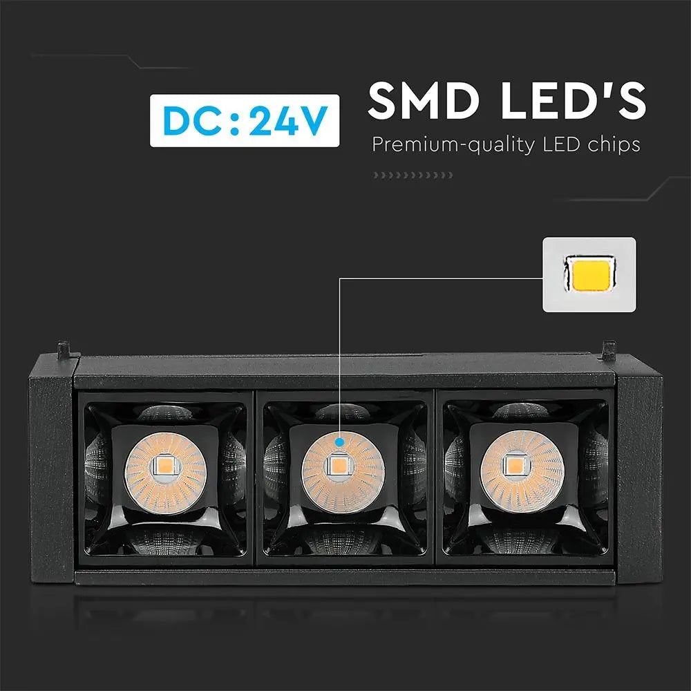 3 x 1W LED Magnetic SMD Linear Spotlight Black IP20 24V 4000K