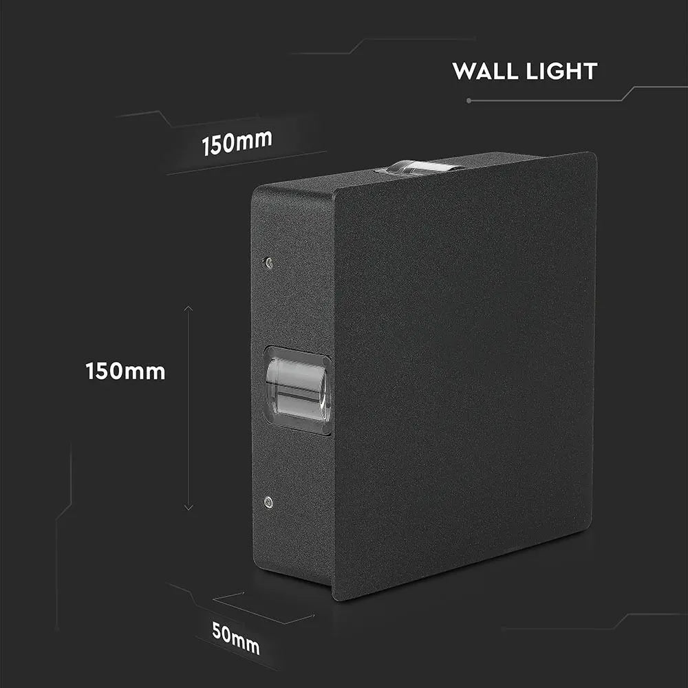 4W LED Wall Light Black Body Square Natural White IP65
