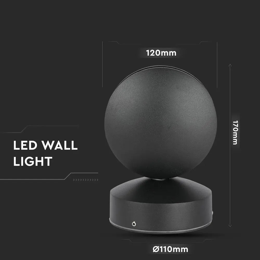 7W LED Wall Light Black Body Warm White IP65