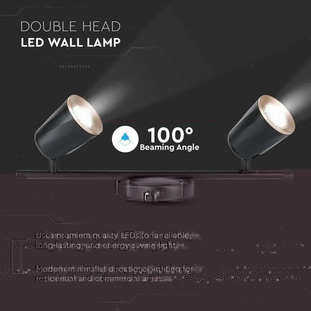 2 x 6W LED Wall Lamp Warm White Black