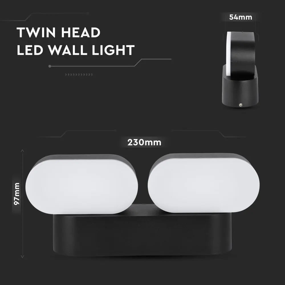 12W LED Wall Lamp IP65 Movable Black Body 3000K