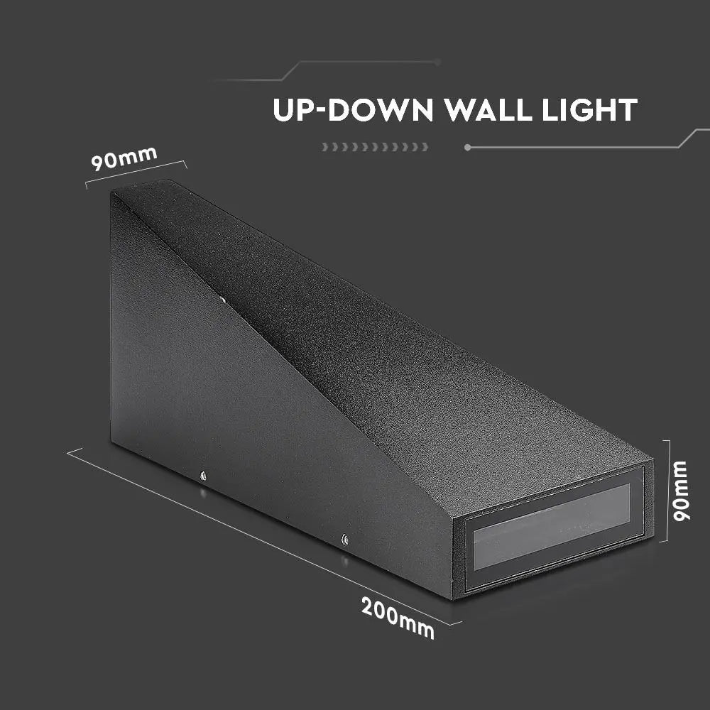 6W LED Wall Light Black Body IP65 3000K