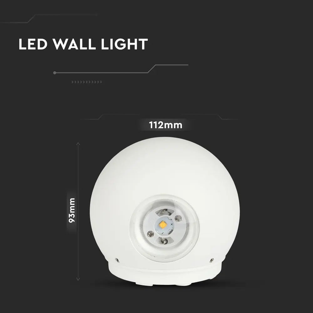 6W LED Wall Light White Body Round IP65 4000K
