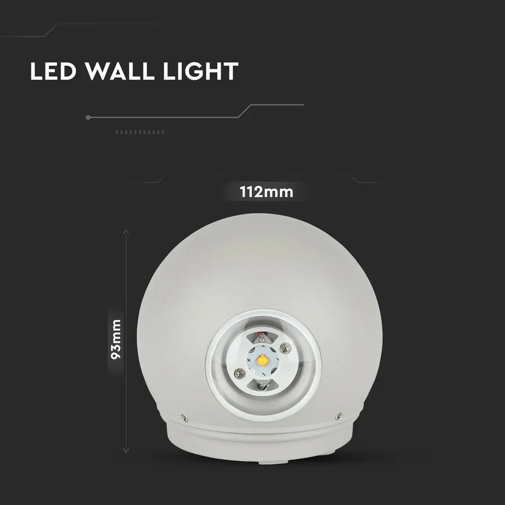 6W LED Wall Light Grey Body Round IP65 4000K