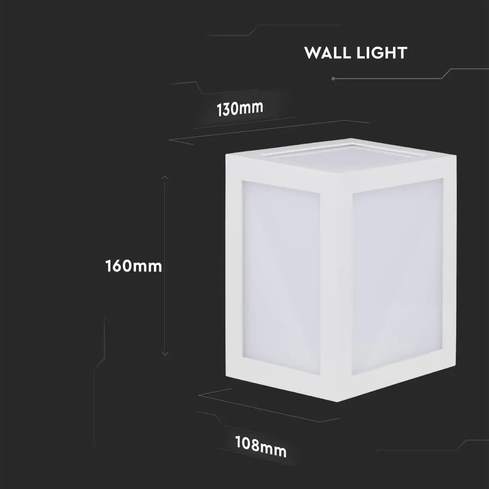 12W LED Wall Light IP65 White Body 3000K