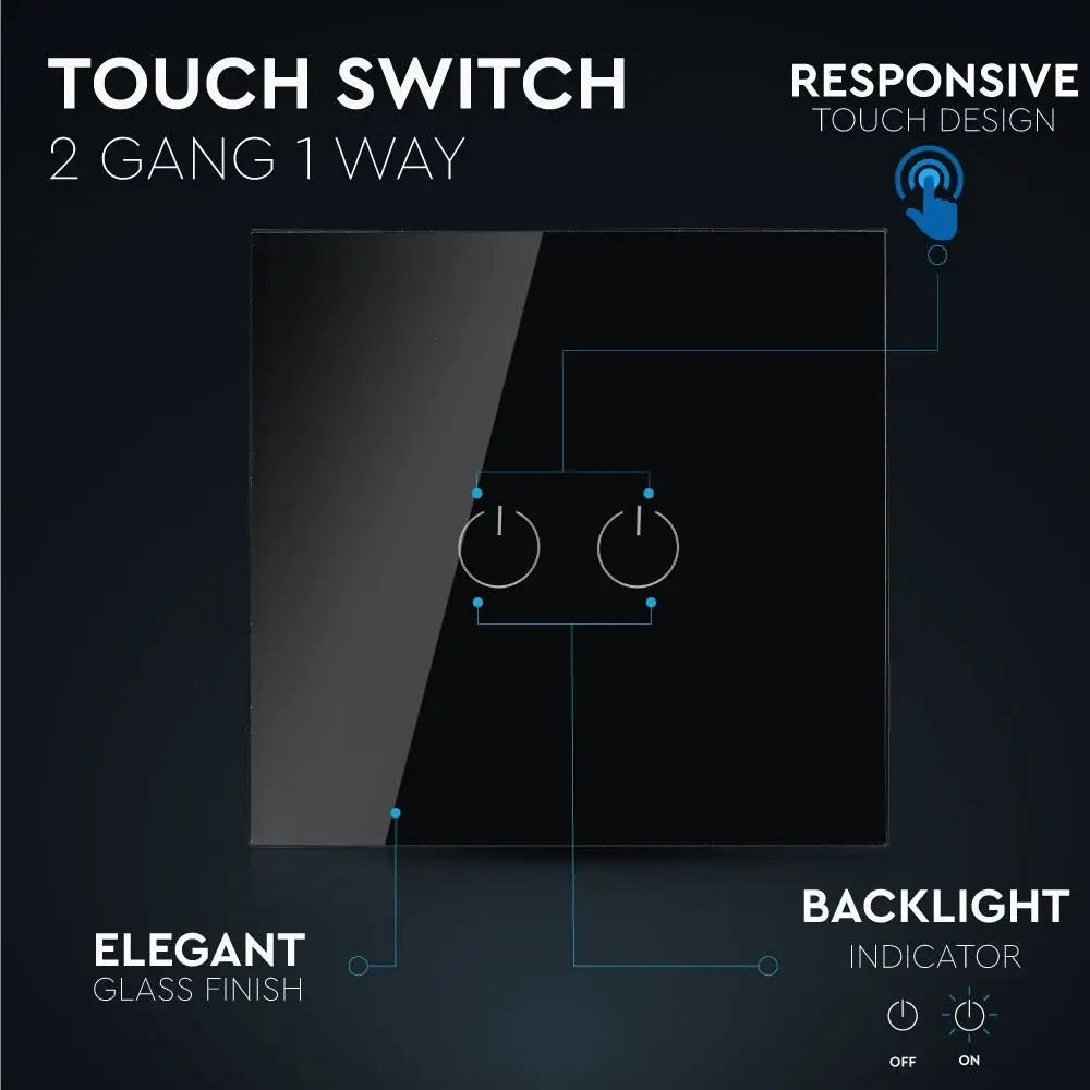 2 Gang 1 Way Switch Black