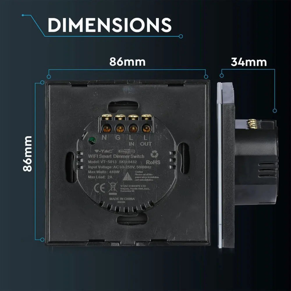 EU Wi-Fi Dimmer Switch Amazon Alexa & Google Home Compatible Black