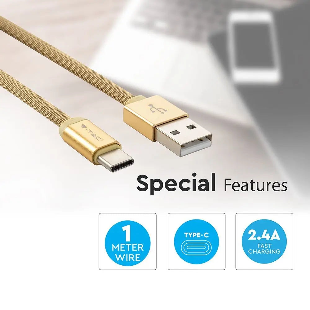 1m. Type C USB Cable Gold Ruby Series