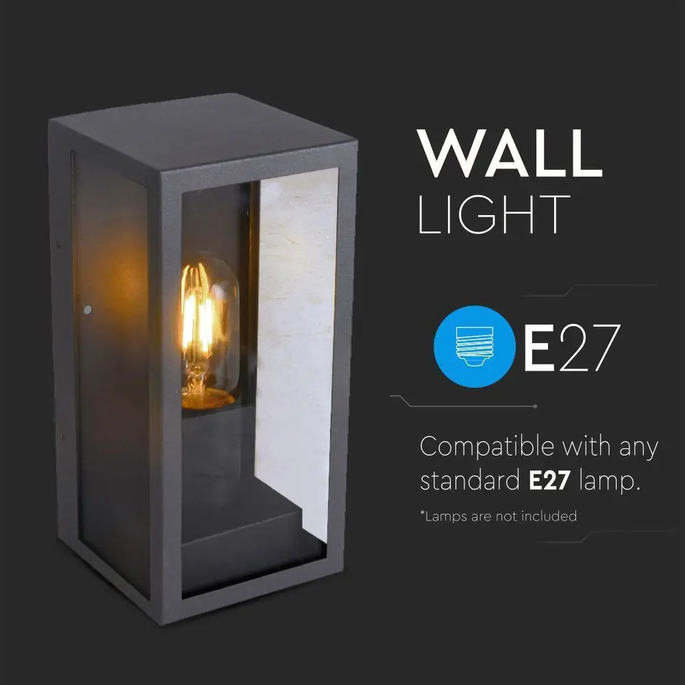 Wall Lamp 1 x E27 Matt Black Clear Glass