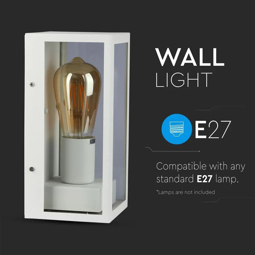 Wall Lamp 1 x E27 Matt White Clear Glass