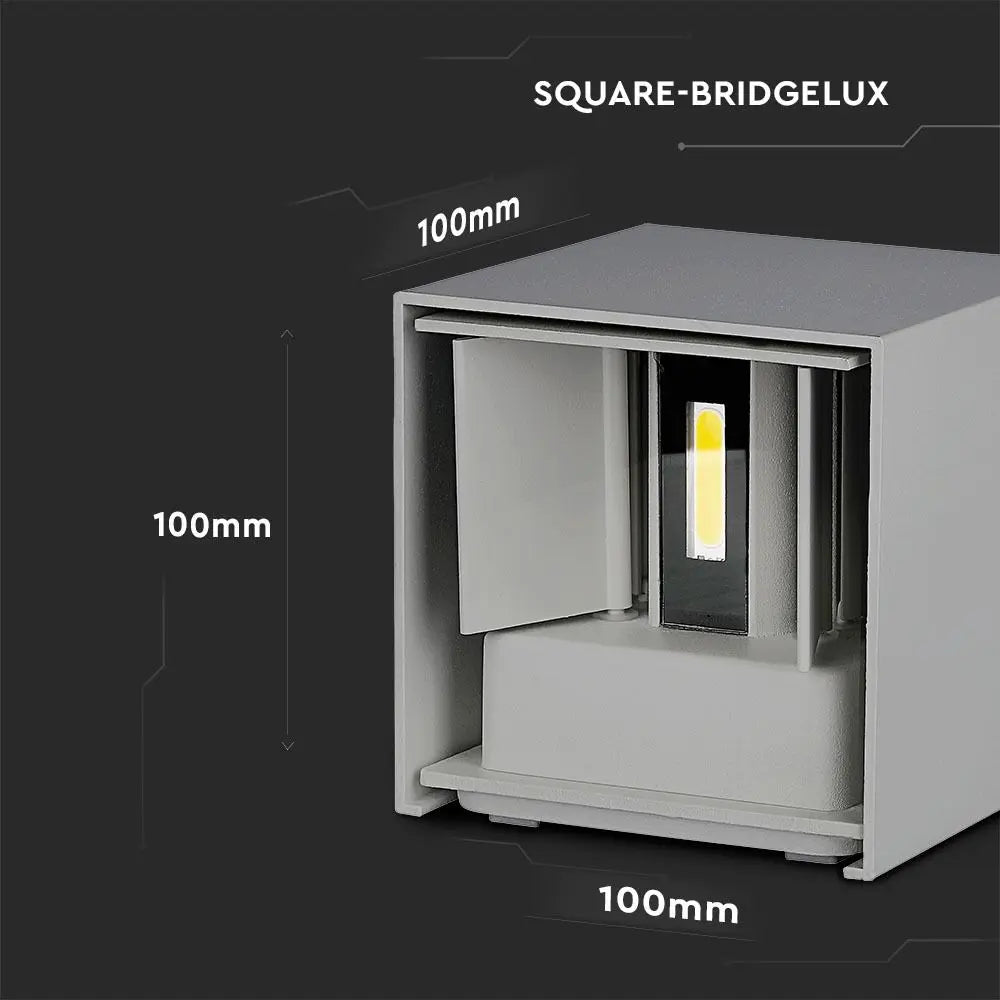 12W LED Wall Lamp IP65 Bridgelux Chip Grey 3000K Square