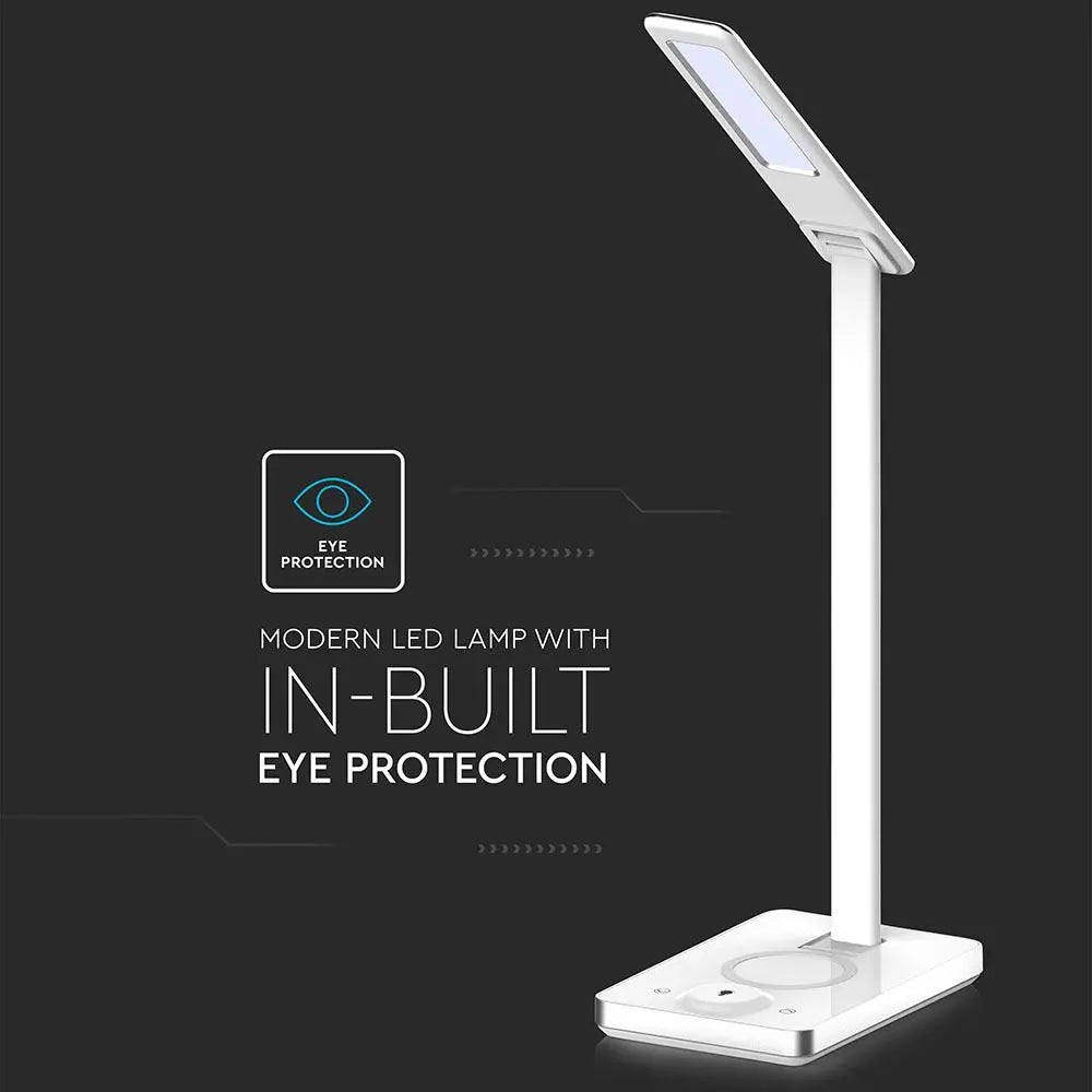 5W LED Table Lamp 3 in 1 Wireless Charger Square White Body