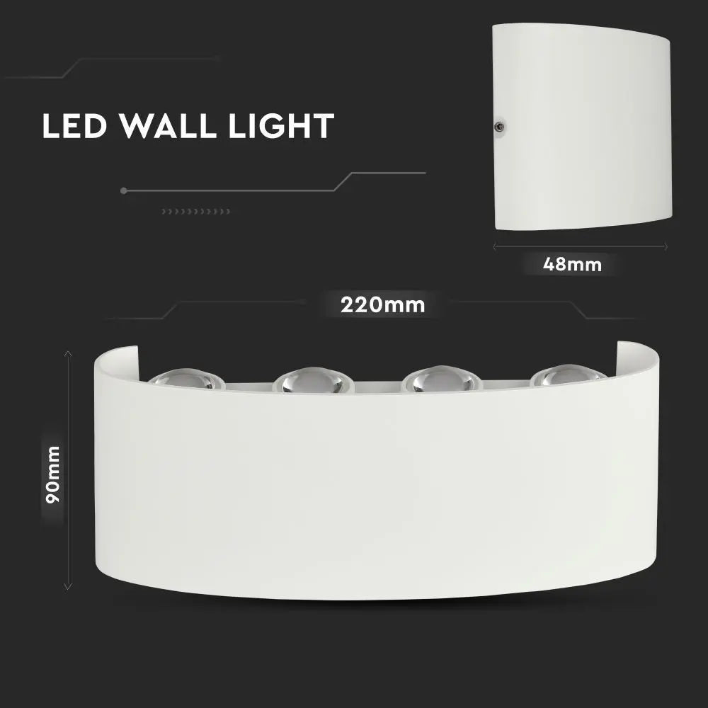 8W LED Wall Light Up/Down Sand White IP54 4000K