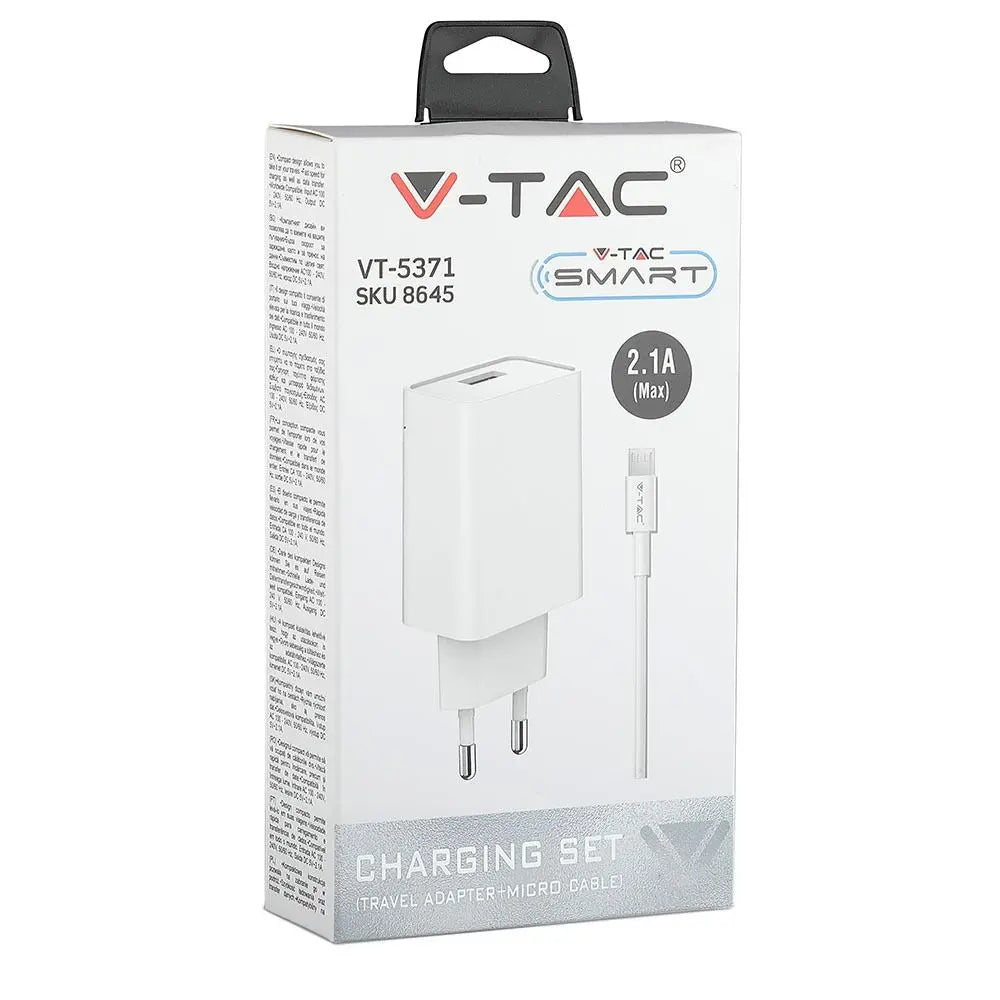 Charging Set Travel Adapter Micro USB Cable White