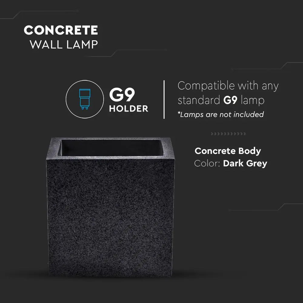 G9 LED Concrete Wall Lamp Square Dark Grey