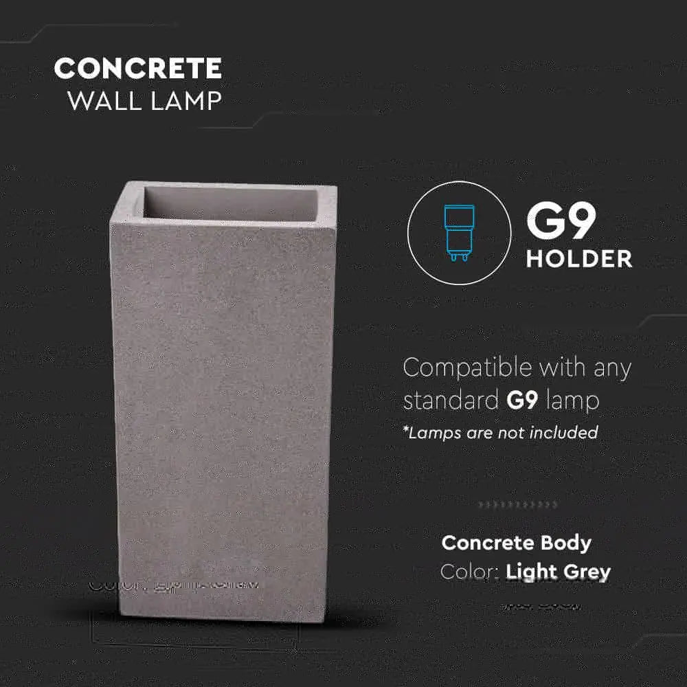 2 x G9 LED Concrete Wall Lamp Light Grey