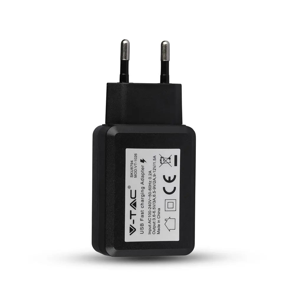 USB QC3.0 Travel Adaptor Blister Package Black