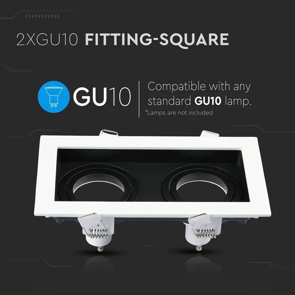 2 x GU10 Fitting Square White, Black