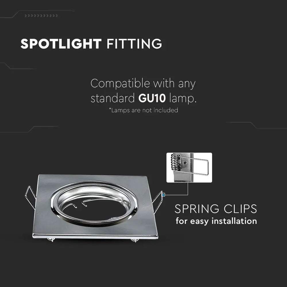 GU10 Spotlight Fitting Square Satin Nickel 2pcs/box