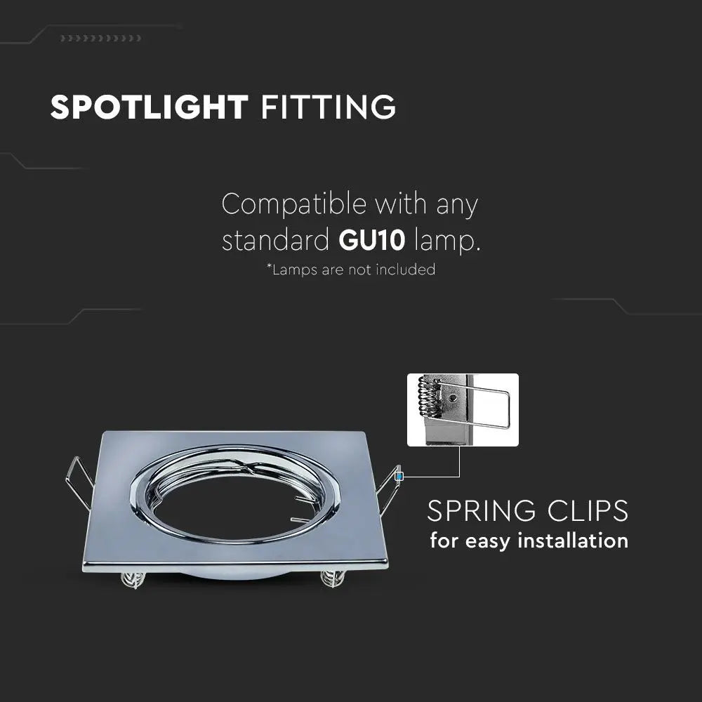 GU10 Spotlight Fitting Square Chome 2pcs/box