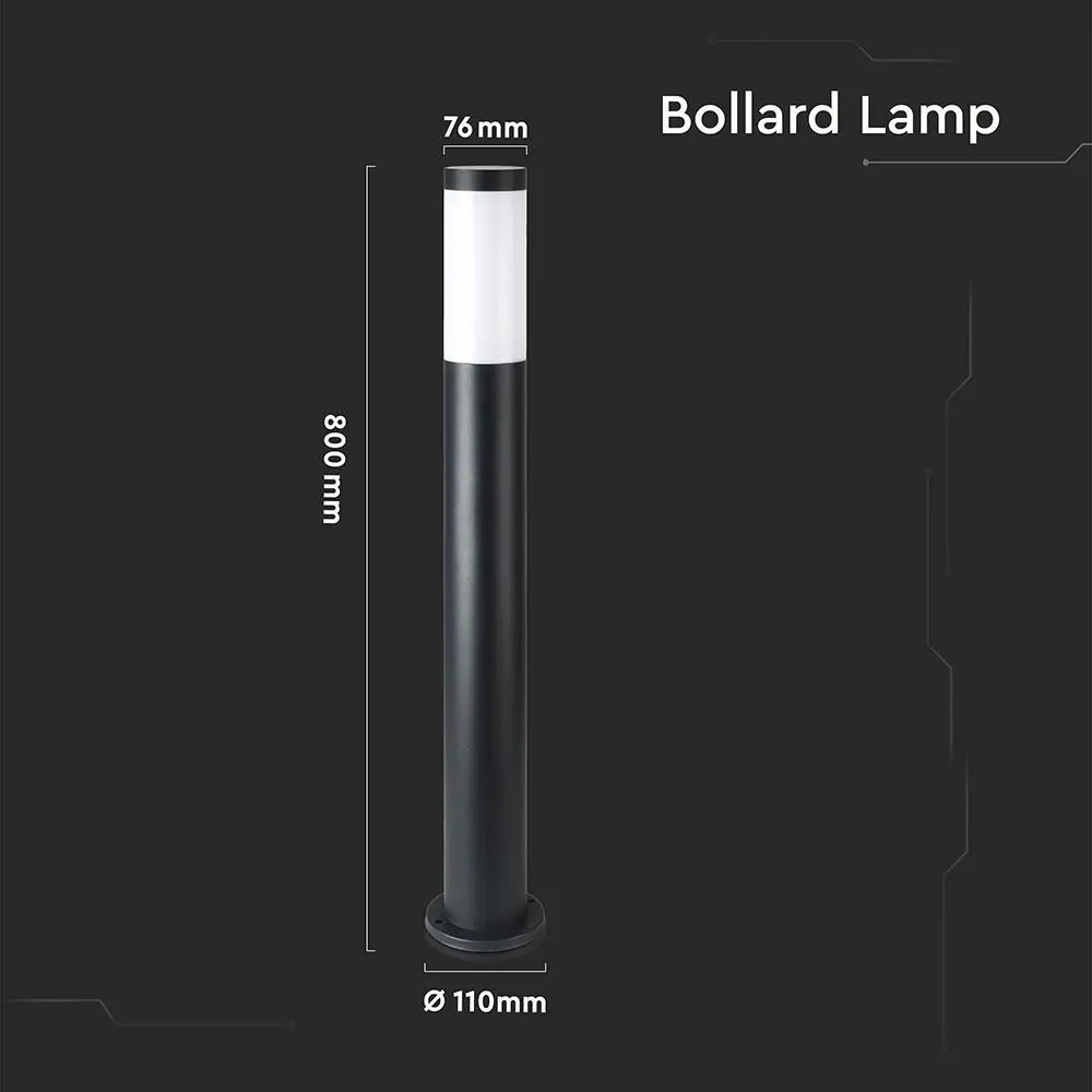E27 Bollard Lamp 80cm Stainless Steel Body Black IP44