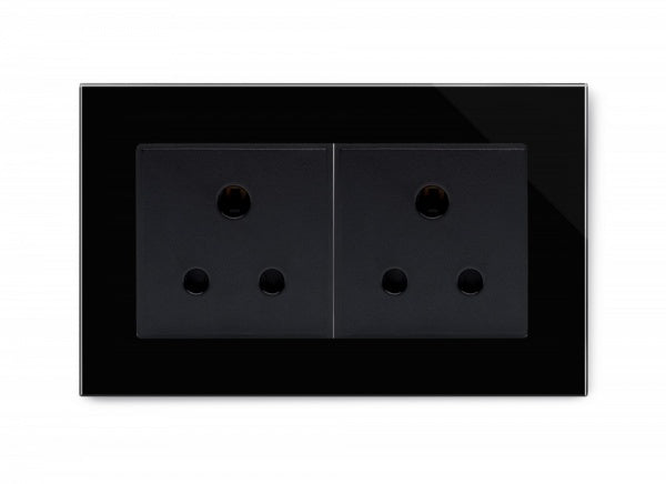 CRYSTAL PG DOUBLE 15A ROUND PIN SOCKET BLACK