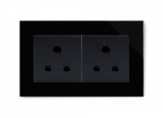 CRYSTAL PG DOUBLE 15A ROUND PIN SOCKET BLACK
