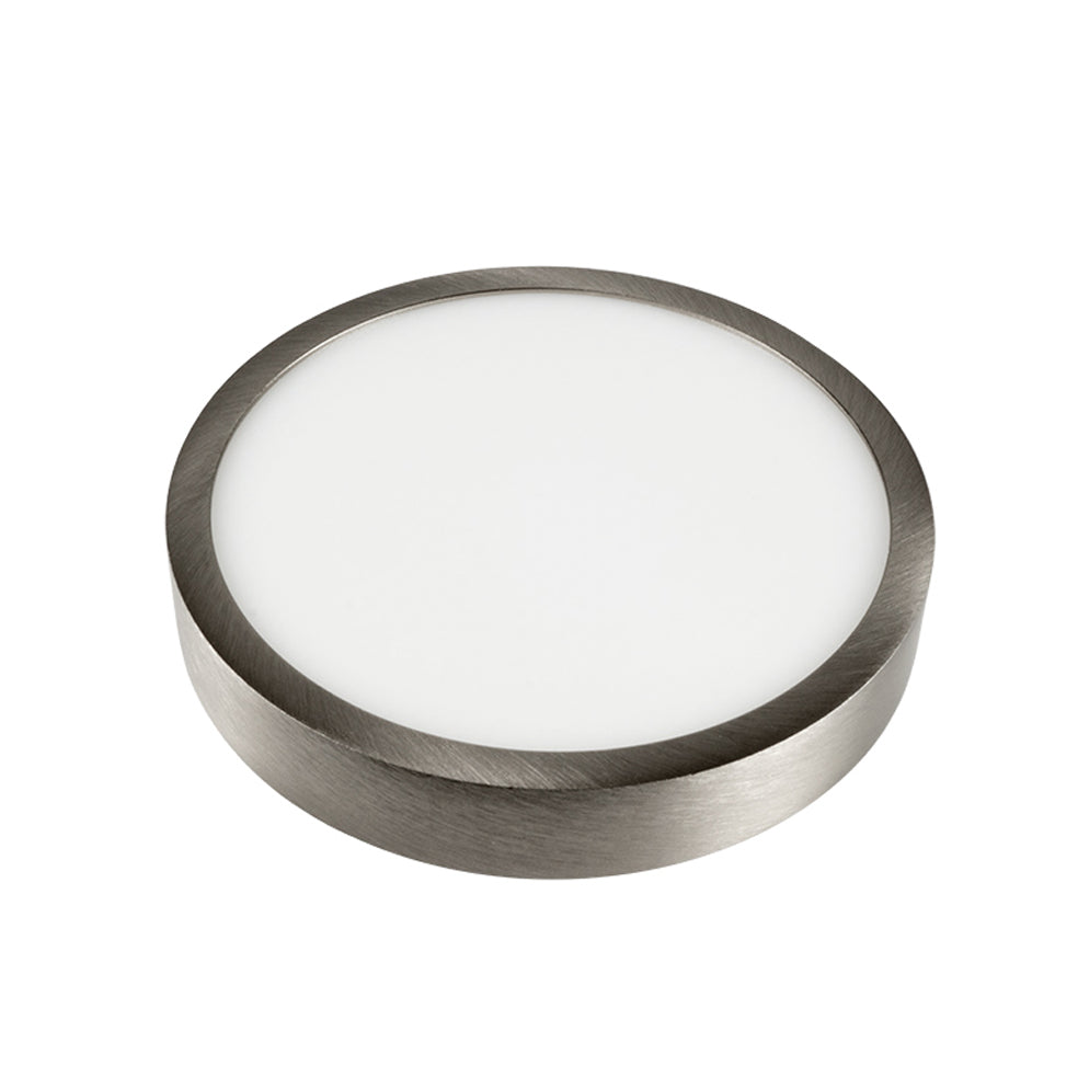 12W LED Panel Surface Slim Satin Nickel Round Natural White