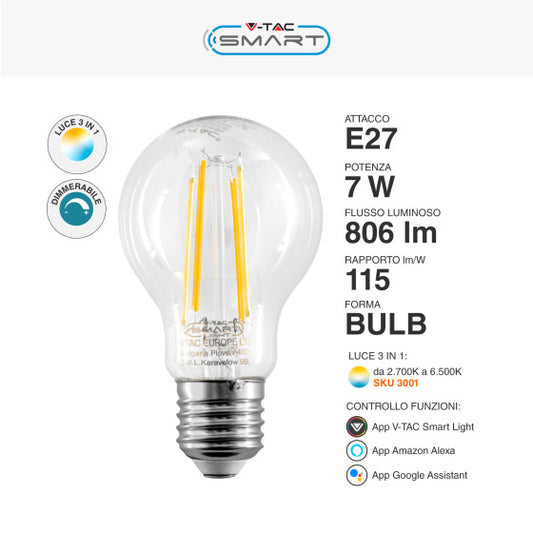 LED E27 LAMP COMPATIBLE WH AMAZON ALEXA + GOOGLE HOME 7W RGB3IN1